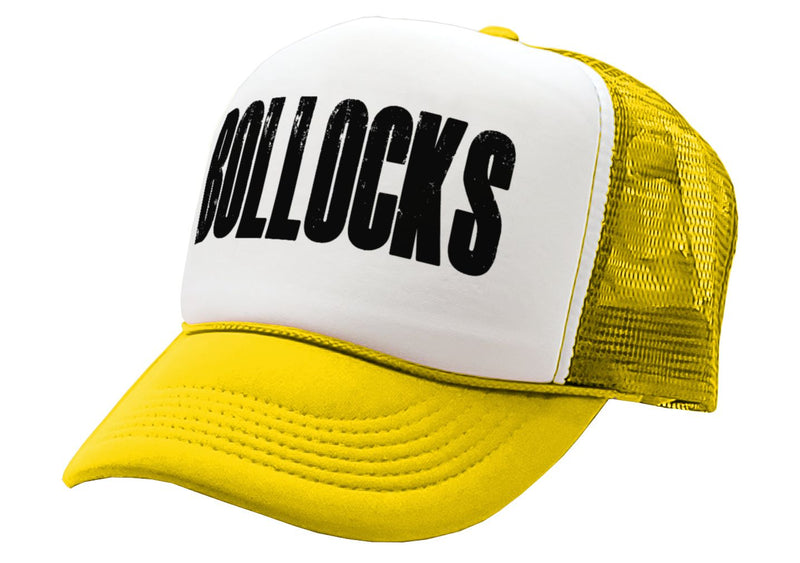 BOLLOCKS - british humor funny joke gag - Vintage Retro Style Trucker Cap Hat - Five Panel Retro Style TRUCKER Cap