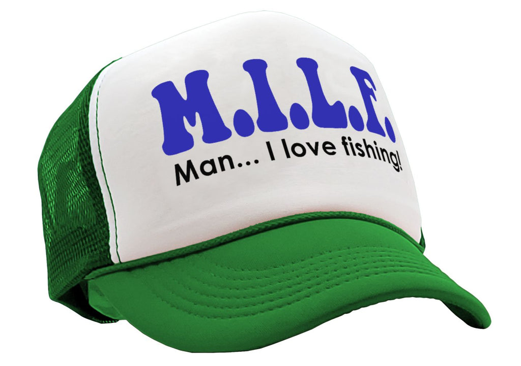 MILF - Man I Love Fishing - Vintage Retro Style Trucker Cap Hat - Five  Panel Retro Style TRUCKER Cap
