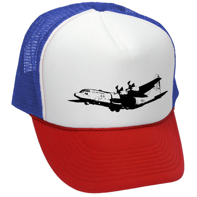 C-130 Cargo Trucker Hat - Mesh Cap - Flat Bill Snap Back 5 Panel Hat