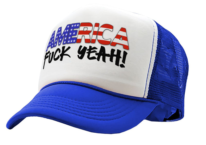 AMERICA - FUCK YEAH! 4th july patriot - Vintage Retro Style Trucker Cap Hat - Five Panel Retro Style TRUCKER Cap