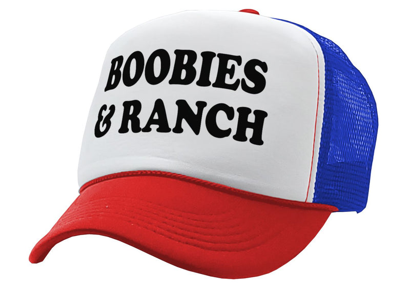 Boobies and Ranch - Vintage Retro Style Trucker Cap Hat - Five Panel Retro Style TRUCKER Cap