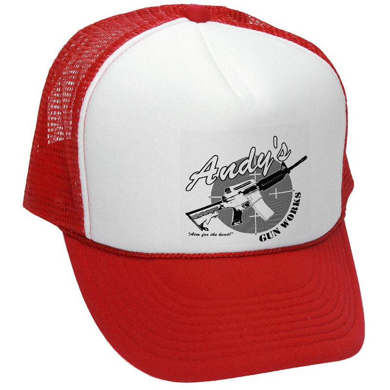Andy's Gun Works Trucker Hat Dawn Zombie - Mesh Cap - Flat Bill Snap Back 5 Panel Hat