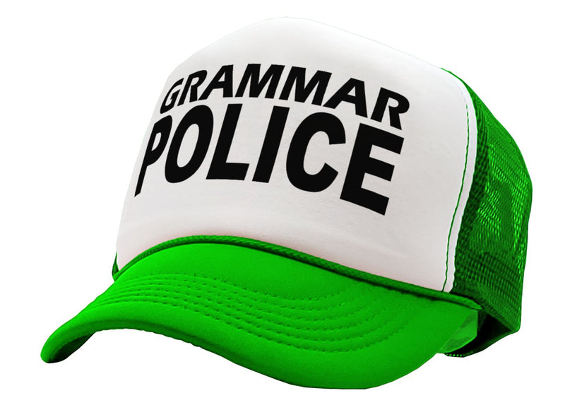 GRAMMAR POLICE - funny parody joke gag - Adult Trucker Cap Hat - Five Panel Retro Style TRUCKER Cap