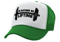 I'D RATHER BE LIFTING - workout weight lift gains - Retro Style Trucker Cap Hat - Five Panel Retro Style TRUCKER Cap