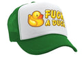 F___ A DUCK - funny dare gift gag rubber ducky - Vintage Retro Style Trucker Cap Hat - Five Panel Retro Style TRUCKER Cap