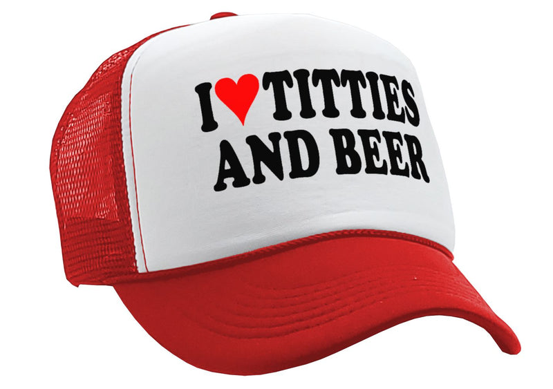I Heart Titties and Beer - Five Panel Retro Style TRUCKER Cap