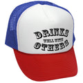 DRINKS WELL WITH OTHERS - alcohol party - Vintage Retro Style Trucker Cap Hat - Five Panel Retro Style TRUCKER Cap