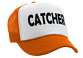 CATCHER - pitcher funny lgbtq gay rights - Vintage Retro Style Trucker Cap Hat - Five Panel Retro Style TRUCKER Cap