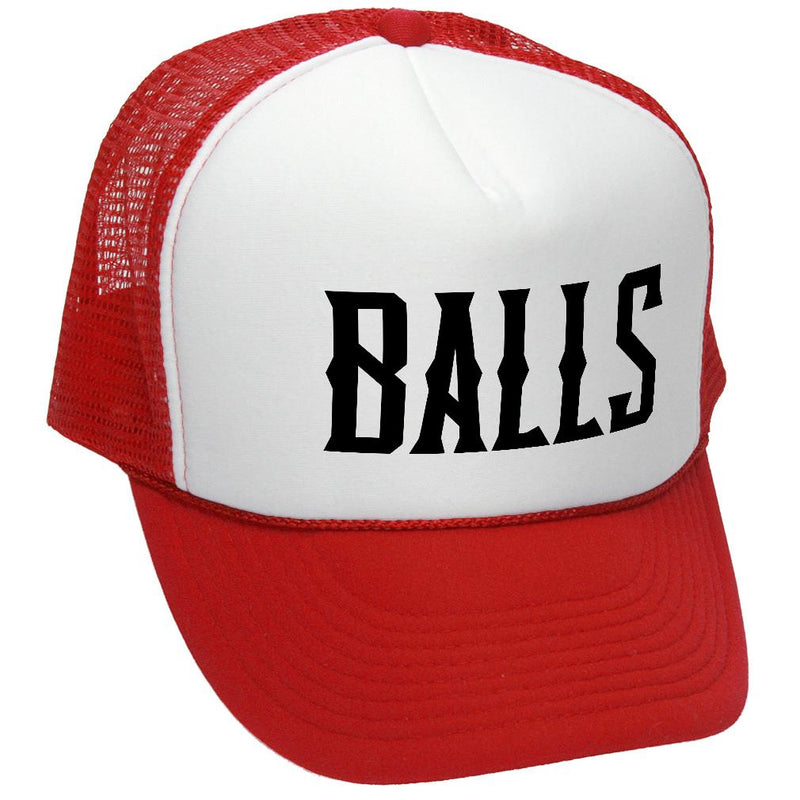 BALLS - Retro Vintage Mesh Trucker Cap Hat - Five Panel Retro Style TRUCKER Cap