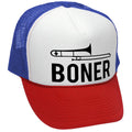 Boner Trucker Hat - Mesh Cap - Flat Bill Snap Back 5 Panel Hat