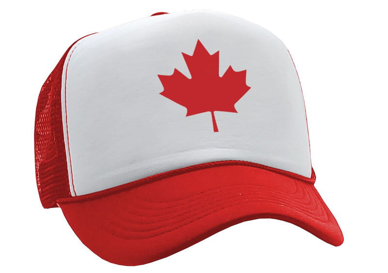 CANADIAN MAPLE LEAF - O Canada patriot pride - Vintage Retro Style Trucker Cap Hat - Five Panel Retro Style TRUCKER Cap