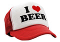 I HEART BEER - funny joke party gag - Vintage Retro Style Trucker Cap Hat - Five Panel Retro Style TRUCKER Cap