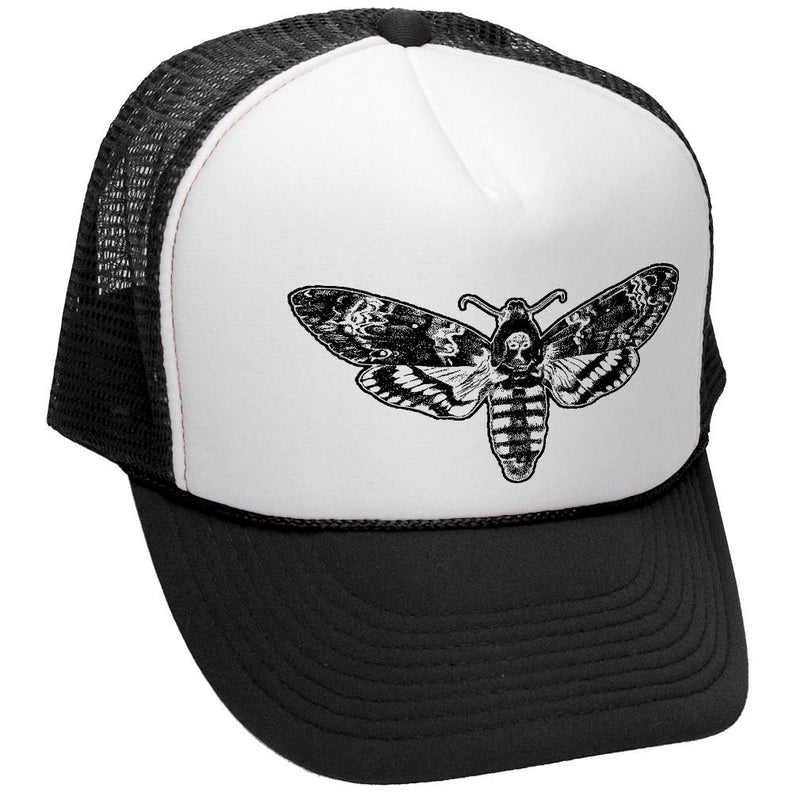 Death's Head Moth Trucker Hat - Mesh Cap - Five Panel Retro Style TRUCKER Cap