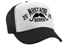 MUSTACHE RIDES - funny sexy joke gag - Vintage Retro Style Trucker Cap Hat - Five Panel Retro Style TRUCKER Cap