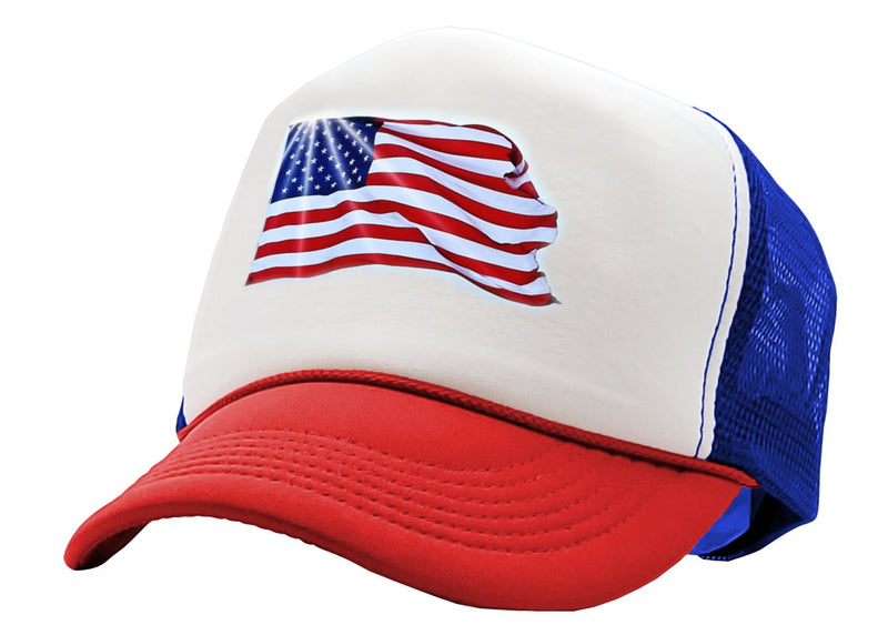 USA FLAG - Five Panel Retro Style TRUCKER Cap
