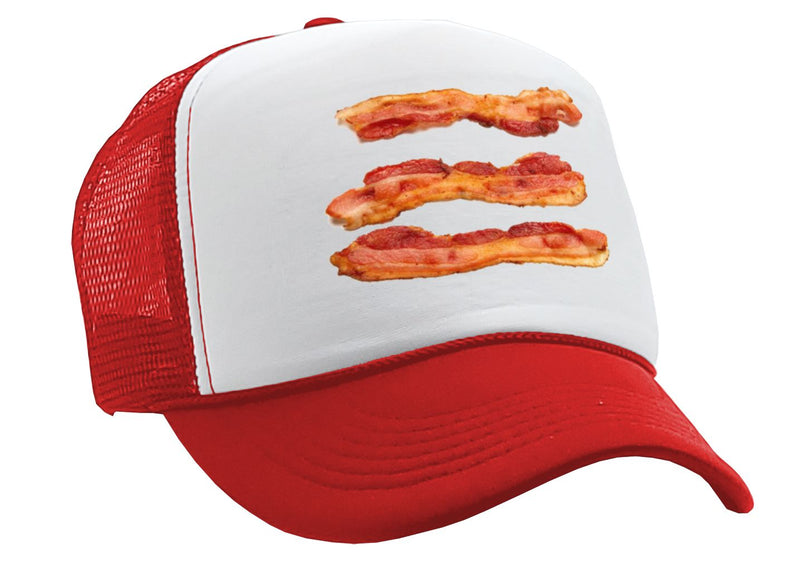 BACON - delicious breakfast ham - Vintage Retro Style Trucker Cap Hat - Five Panel Retro Style TRUCKER Cap