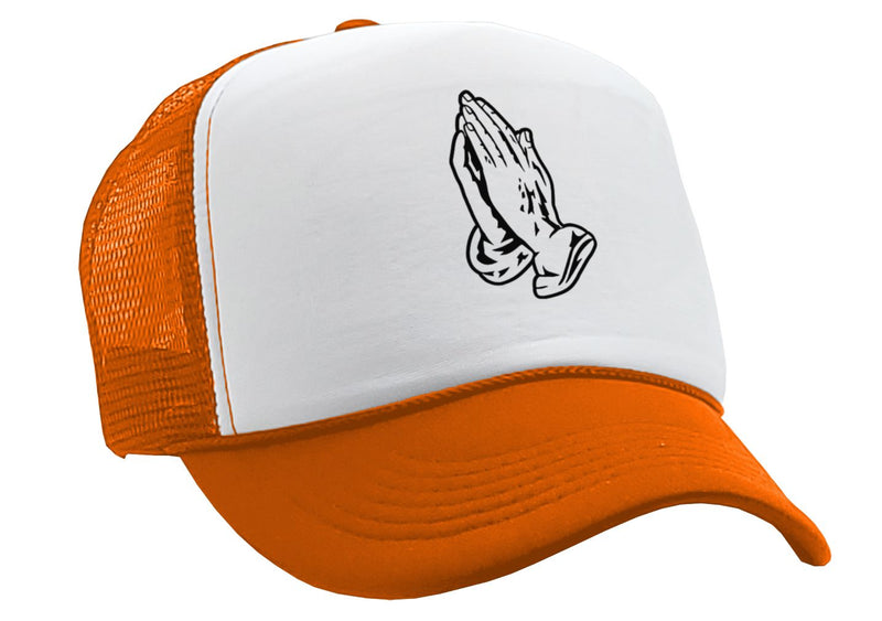 PRAYER HANDS - christian jesus christ god lord - Vintage Retro Style Trucker Cap Hat