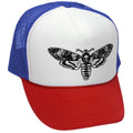 Death's Head Moth Trucker Hat - Mesh Cap - Five Panel Retro Style TRUCKER Cap