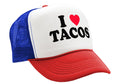 I LOVE TACOS - heart - Five Panel Retro Style TRUCKER Cap