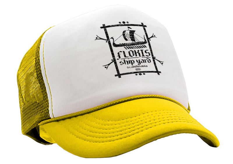 FLOKIS SHIPYARD - viking show norse - Vintage Retro Style Trucker Cap Hat - Five Panel Retro Style TRUCKER Cap