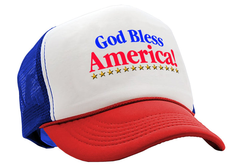 GOD BLESS AMERICA - Five Panel Retro Style TRUCKER Cap