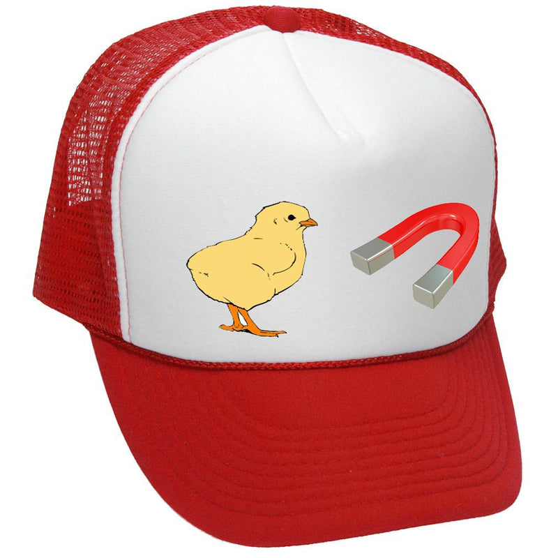 CHICK MAGNET - funny frat party guido - Mesh Trucker Hat Cap - Five Panel Retro Style TRUCKER Cap