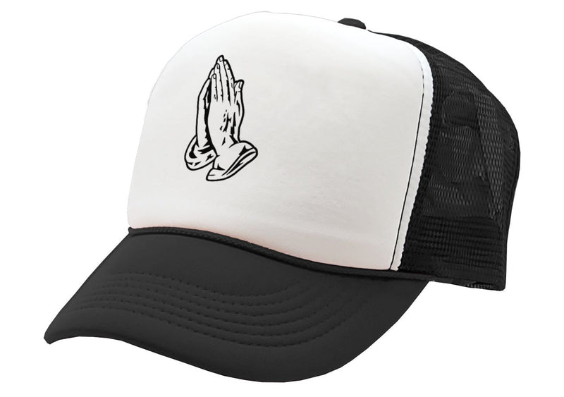 PRAYER HANDS - christian jesus christ god lord - Vintage Retro Style Trucker Cap Hat