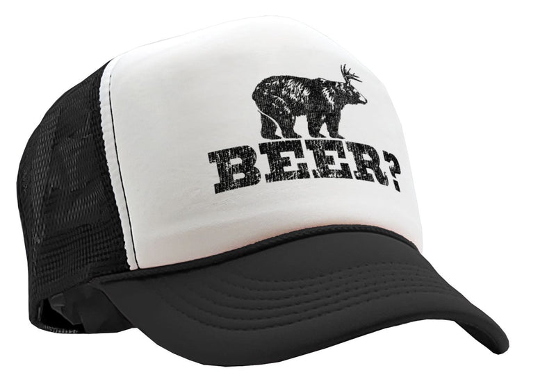 Retro DEER BEER BEAR - funny party joke - Vintage Retro Style Trucker Cap Hat - Five Panel Retro Style TRUCKER Cap