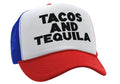 TEQUILAS and TACOS - party time mexican food - Vintage Retro Style Trucker Cap Hat - Five Panel Retro Style TRUCKER Cap