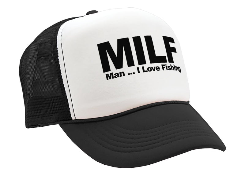 Milf - Man I Love Fishing - Five Panel Retro Style Trucker Cap Black