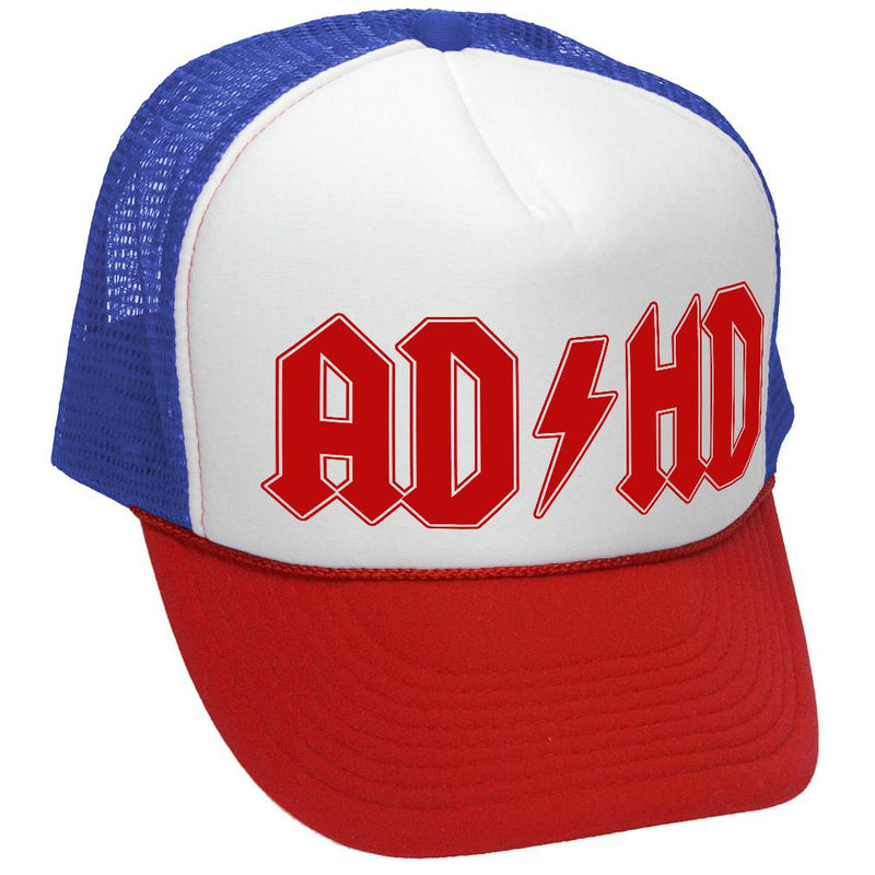 AD-HD - funny science joke music - Vintage Retro Style Trucker Cap Hat - Five Panel Retro Style TRUCKER Cap