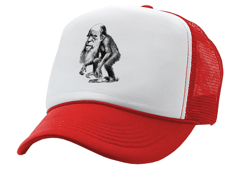 DARWIN EVOLUTION - funny science denier - Vintage Retro Style Trucker Cap Hat - Five Panel Retro Style TRUCKER Cap