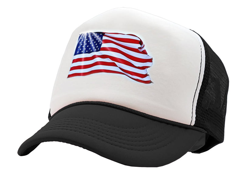 USA FLAG - Five Panel Retro Style TRUCKER Cap