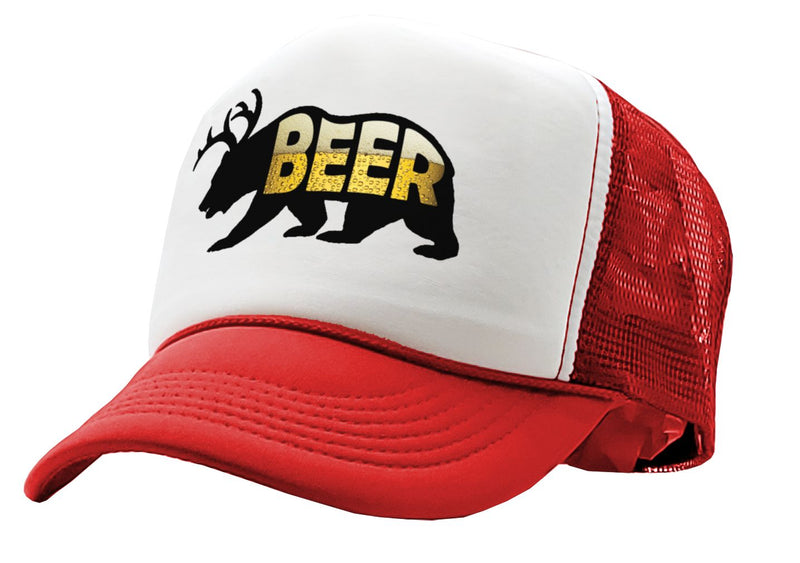 Beer Bear with Antlers - Five Panel Retro Style TRUCKER Cap