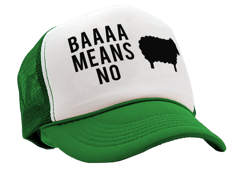 BAAAAAA MEANS NO - sheep parody joke gag - Vintage Retro Style Trucker Cap Hat - Five Panel Retro Style TRUCKER Cap