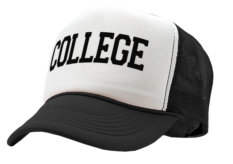 COLLEGE - funny 80's movie joke gag - Vintage Retro Style Trucker Cap Hat - Five Panel Retro Style TRUCKER Cap