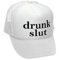 DRUNK SLUT - party frat college beer drink - Vintage Retro Style Trucker Cap Hat - Five Panel Retro Style TRUCKER Cap