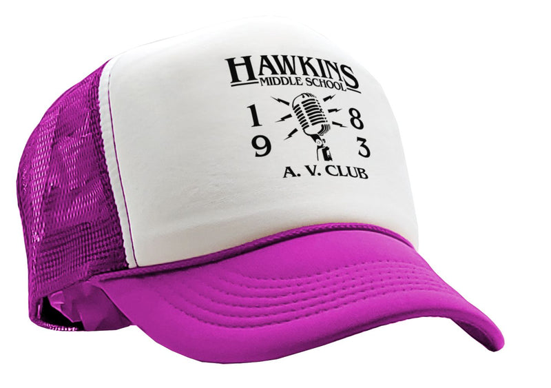 HAWKINS MIDDLE SCHOOL - AV CLUB - stranger - Vintage Retro Style Trucker Cap Hat - Five Panel Retro Style TRUCKER Cap
