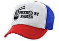 POWERED BY RAMEN - funny college noodles - Vintage Retro Style Trucker Cap Hat - Five Panel Retro Style TRUCKER Cap