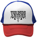 THE DUDE ABIDES - lebowski funny - Vintage Retro Style Trucker Cap Hat - Five Panel Retro Style TRUCKER Cap