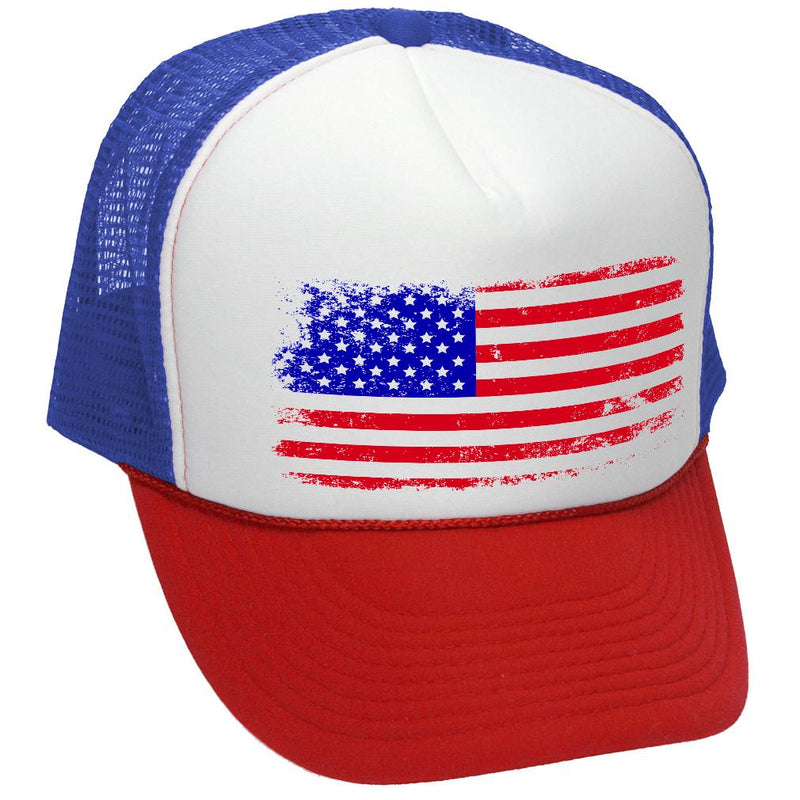 Grunge American Flag - Patriotic usa murica - Vintage Retro Style Trucker Cap Hat - Five Panel Retro Style TRUCKER Cap