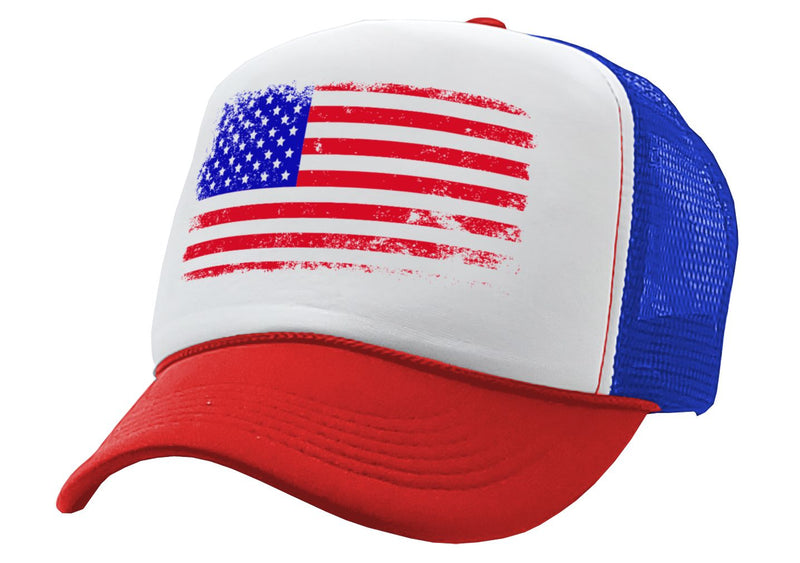 Grunge American Flag - Patriotic usa murica - Vintage Retro Style Trucker Cap Hat - Five Panel Retro Style TRUCKER Cap