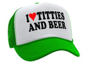 I Heart Titties and Beer - Five Panel Retro Style TRUCKER Cap