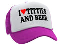 I Heart Titties and Beer - Five Panel Retro Style TRUCKER Cap