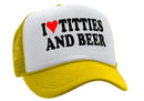 I Heart Titties and Beer - Five Panel Retro Style TRUCKER Cap