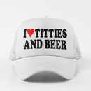 I Heart Titties and Beer - Five Panel Retro Style TRUCKER Cap